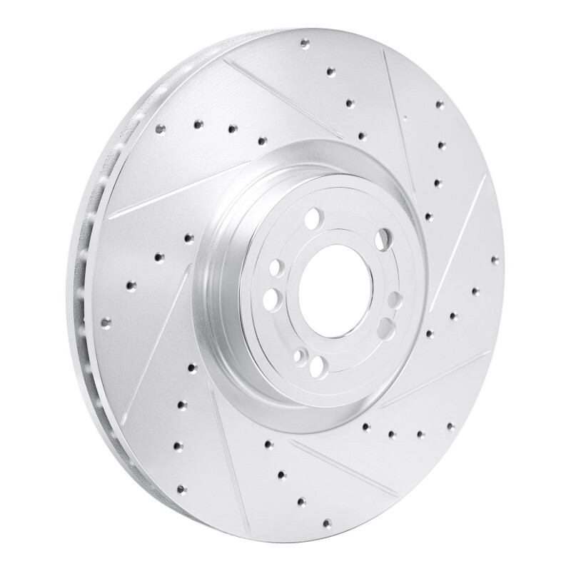 Mercedes-Benz GLE450e Brake Rotor (1) - Front Right - R1 Concepts - Drilled & Slotted - Silver - `20-`26